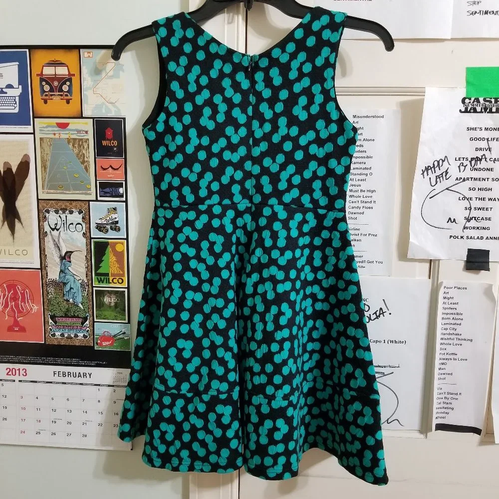 Kiddo by Katie dress Large polka dot print sleeveless fit & flare skater lined